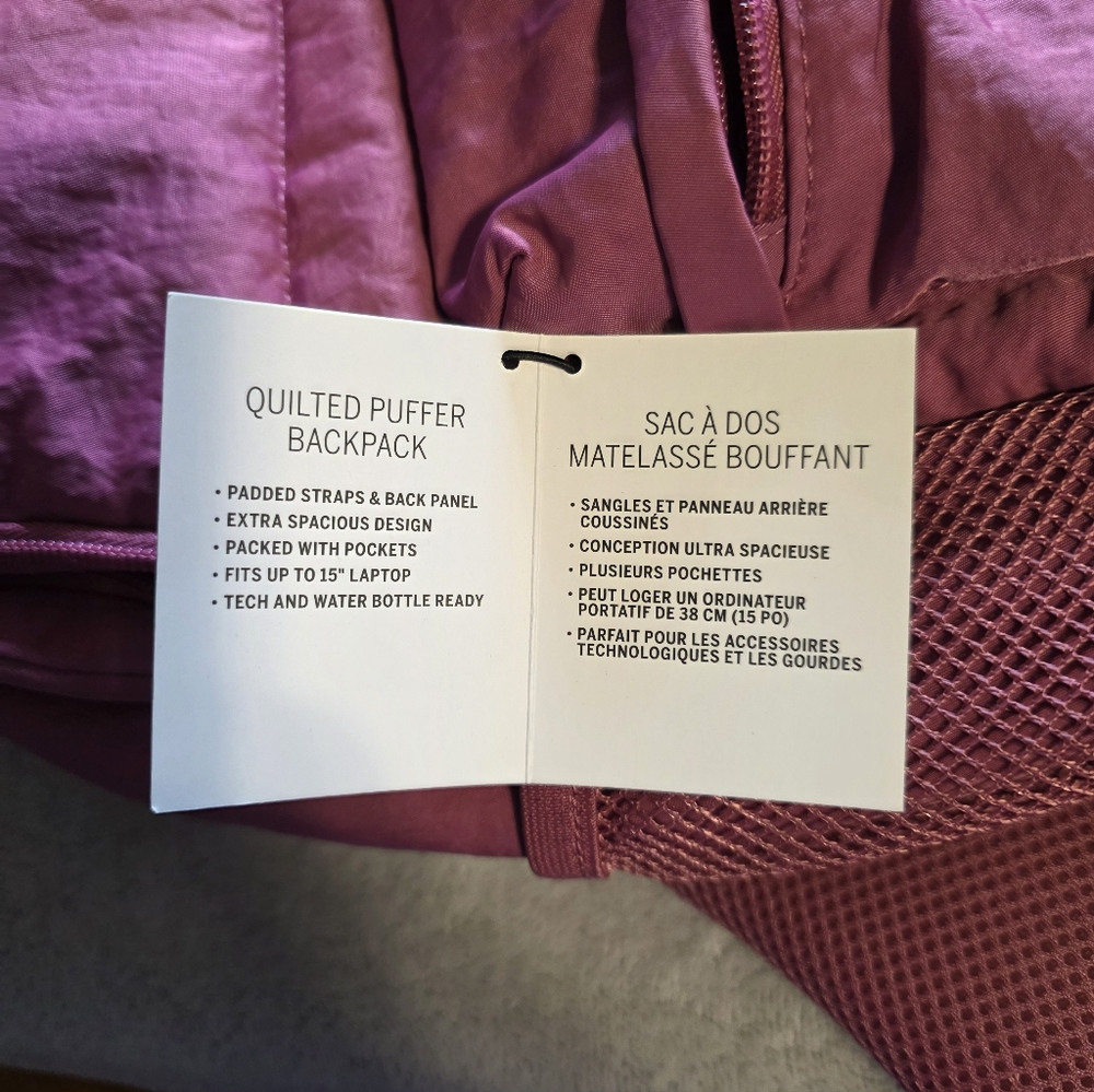 PINK Quilted Puffer Backpack - Picture 6 of 12